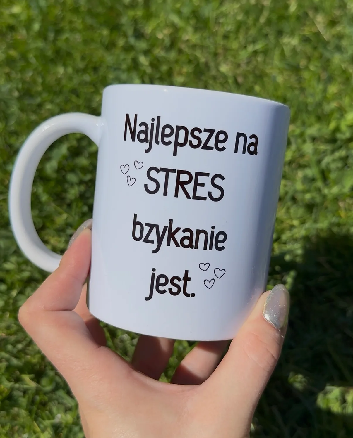 Kubek NAJLEPSZE NA STRES BZYKANIE JEST