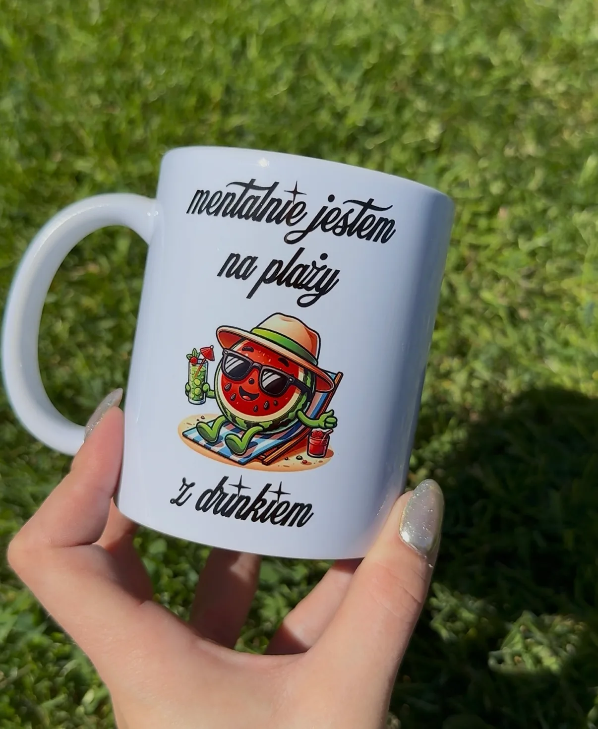 Kubek MENTALNIE JESTEM NA PLAŻY Z DRINKIEM