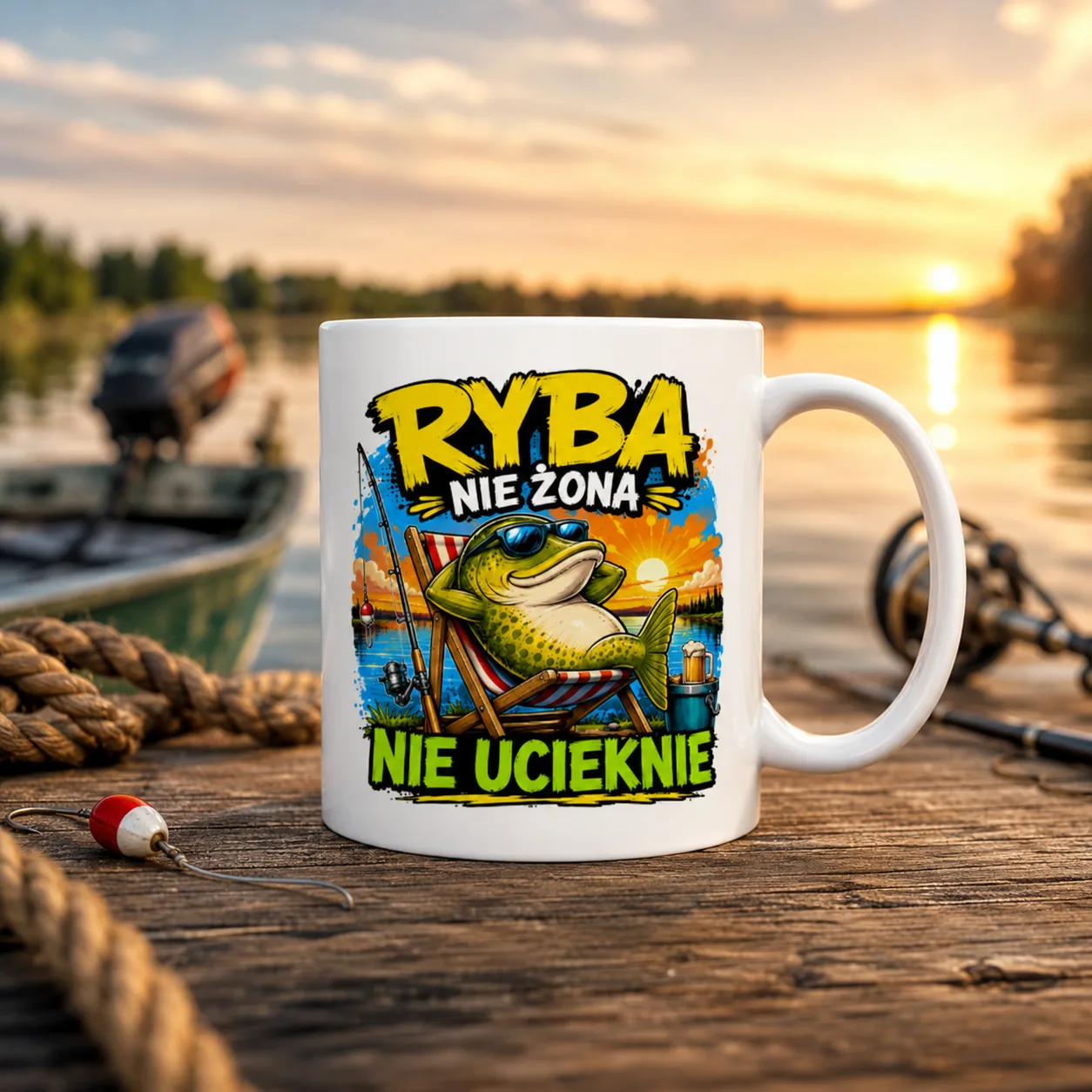 Kubek RYBA NIE ŻONA NIE UCIEKNIE