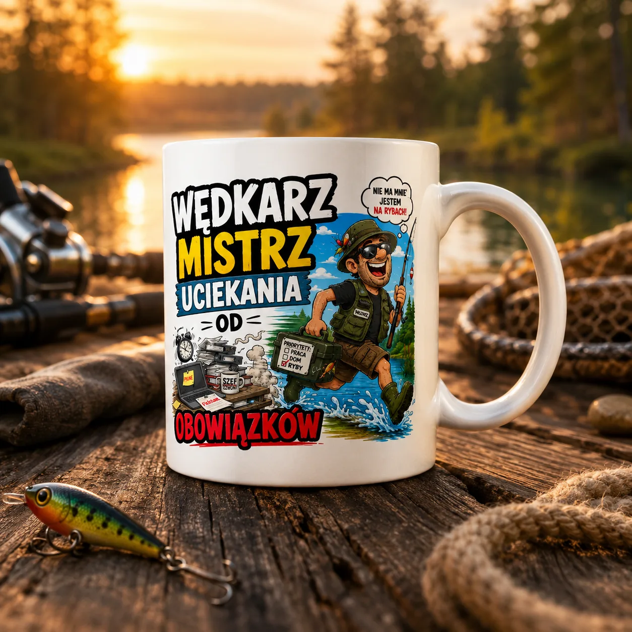 Kubek WĘDKARZ MISTRZ UCIEKANIA OD OBOWIĄZKÓW